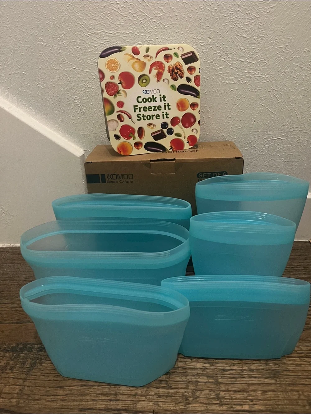 6 Pieces Blue Reusable Silicone Food Storage Bags - Set